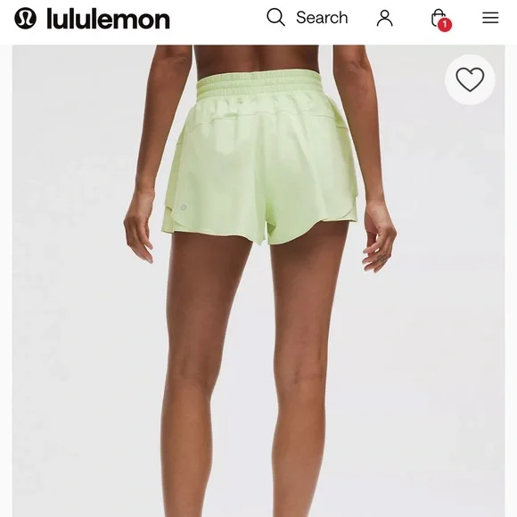 Lululemon Shake It Out High-Rise Running Short 2.5" NWT size small Lemongrass - Picture 2 of 3
